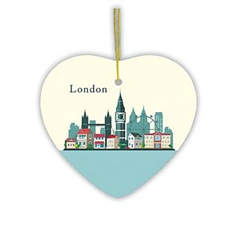 London Ornament, England Landmark Christmas Decoration, Heart Version