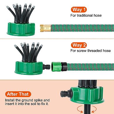360° Flexible Lawn Sprinkler Automatic 12 Tubes Garden Water Irrigation Sprayers