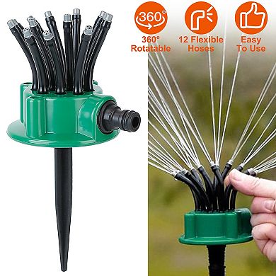 360° Flexible Lawn Sprinkler Automatic 12 Tubes Garden Water Irrigation Sprayers
