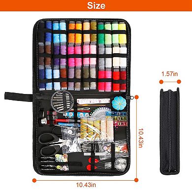 206Pcs Travel Sewing Kit with Needles, Threads, Scissors, Thimble & Tape Measure for Beginners