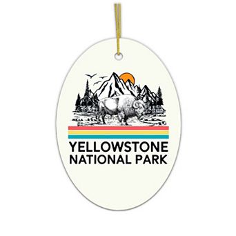 Vintage Yellowstone National Park Ornament, Oval Version