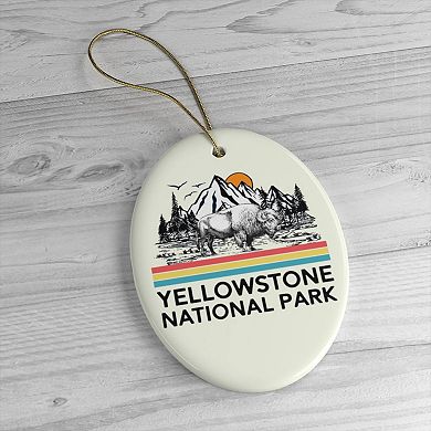 Vintage Yellowstone National Park Ornament, Oval Version