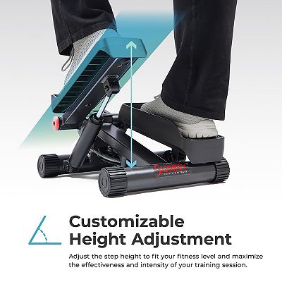 Ultrasport Mini Stepper Fitness en Casa 2 en 1 para Cardio con Monitor LCD, Bandas de Resistencia y Pedales Antideslizantes, Hydraulic Twist