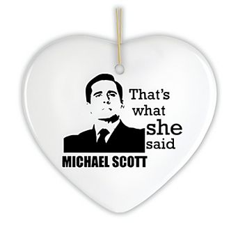Michael Scott That's What She Said Ornament, The Office Themed Christmas Decoration, Heart Version