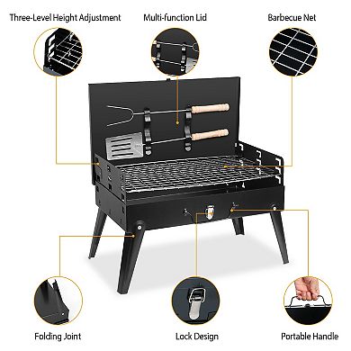 Portable Charcoal Grill Foldable Bbq Suitcase