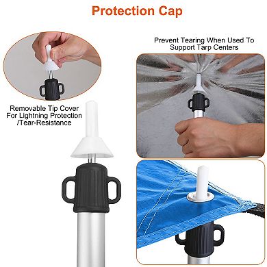 2Pcs Telescoping Tarp Poles Portable Aluminum Awning Poles