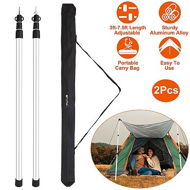 2Pcs Telescoping Tarp Poles Portable Aluminum Awning Poles