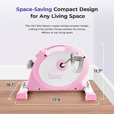 Sunny Health & Fitness Under Desk Smart Mini Pedal Exerciser, Dual Function Exercise