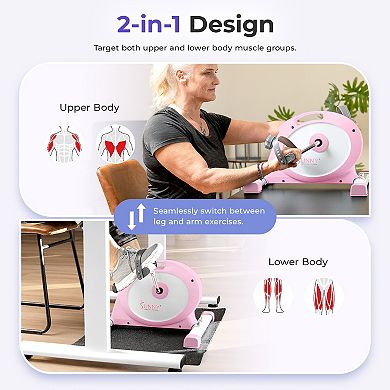 Sunny Health & Fitness Under Desk Smart Mini Pedal Exerciser, Dual Function Exercise