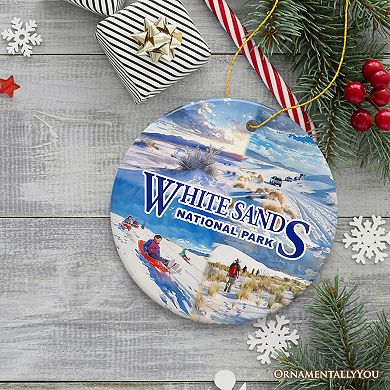 Illustrated Scenery White Sands National Park Ceramic Ornament, New Mexico Souvenir