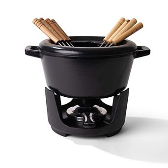 Alva Nori Enameled Cast Iron Fondue Set, 8 pc 2-qt