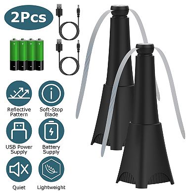 2-Pack Portable Fly Repellent Fans, Rechargeable Table Food Fans with Safe Blades & Hanging Hook