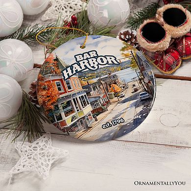 Charming Bar Harbor Street Ornament and Holiday Decoration, Maine Keepsake and Present