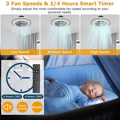 20.5in Ceiling Fan with Light 30W LED, 3 Speeds, Remote & APP Control, Timer Function