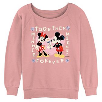 Disney's Mickey Mouse And Minnie Mouse Together Forever Juniors' Graphic Pullover