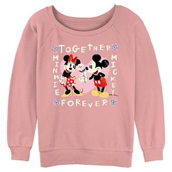 Disney's Mickey Mouse And Minnie Mouse Together Forever Juniors' Graphic Pullover