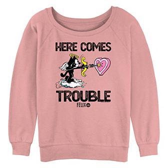 Juniors' Felix The Cat Here Comes Trouble Graphic Pullover