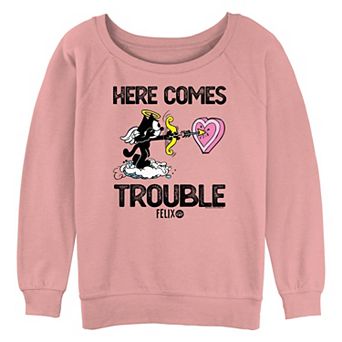 Juniors' Felix The Cat Here Comes Trouble Graphic Pullover