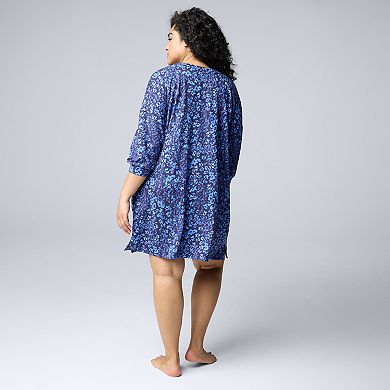 Plus Size Simply Vera Vera Wang Sweater Knit 3/4-Sleeve Sleepshirt