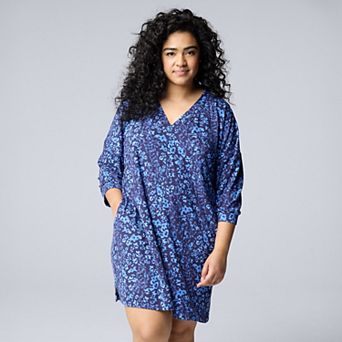 Plus Size Simply Vera Vera Wang Sweater Knit 3/4-Sleeve Sleepshirt