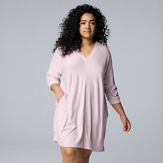 Plus Size Simply Vera Vera Wang Sweater Knit 3/4-Sleeve Sleepshirt