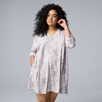 Plus Size Simply Vera Vera Wang Sweater Knit 3/4-Sleeve Sleepshirt