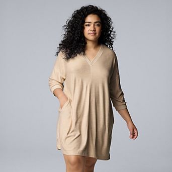 Plus Size Simply Vera Vera Wang Sweater Knit 3/4-Sleeve Sleepshirt
