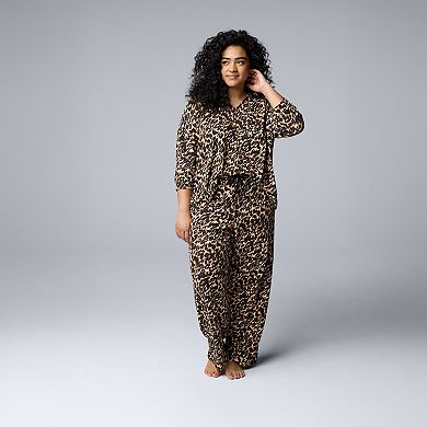 Plus Size Simply Vera Vera Wang 3/4 Sleeve Pajama Top & Pajama Pants Set