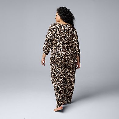 Plus Size Simply Vera Vera Wang 3/4 Sleeve Pajama Top & Pajama Pants Set