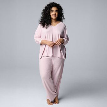 Plus Size Simply Vera Vera Wang 3/4 Sleeve Pajama Top & Pajama Pants Set