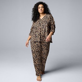 Plus Size Simply Vera Vera Wang 3/4 Sleeve Pajama Top & Pajama Pants Set