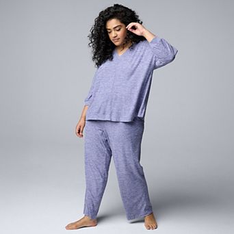 Plus Size Simply Vera Vera Wang 3/4 Sleeve Pajama Top & Pajama Pants Set