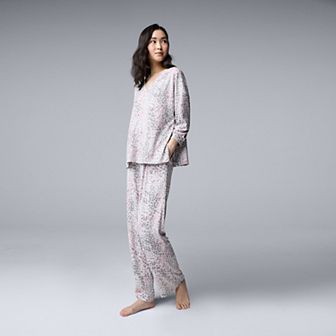 Women's Simply Vera Vera Wang 2 pc Pajama Top & Pajama Bottoms Set