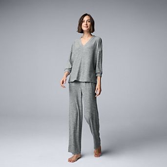Women's Simply Vera Vera Wang 2 pc Pajama Top & Pajama Bottoms Set