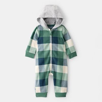 Baby Boys Carter's Plaid Print Long-Sleeve Jumpsuit