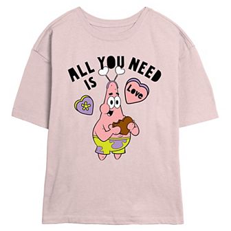 Juniors' Nickelodeon SpongeBob SquarePants Patrick All You Need Is Love Skimmer Graphic Tee