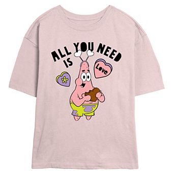 Juniors' Nickelodeon SpongeBob SquarePants Patrick All You Need Is Love Skimmer Graphic Tee