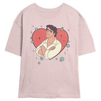 Disney's The Little Mermaid Prince Eric Heart Portrait Juniors' Skimmer Graphic Tee
