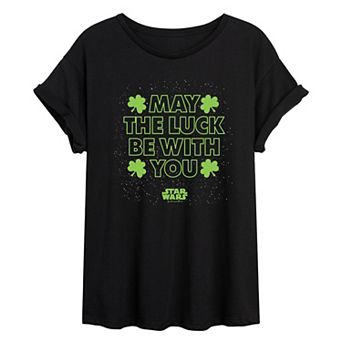 Juniors' Star Wars May The Luck Be With You Oversized Tee