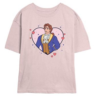 Disney's Beauty And The Beast Prince Adam Heart Portrait Juniors' Skimmer Graphic Tee