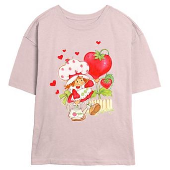 Juniors' Strawberry Shortcake Heart Shaped Strawberries Skimmer Graphic Tee