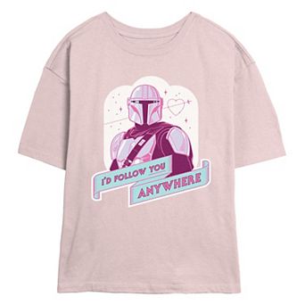 Juniors' Star Wars The Mandalorian I'd Follow You Anywhere Skimmer Graphic Tee