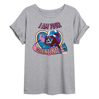 Juniors' Star Wars Darth Vader I Am Your Valentine Oversized Tee