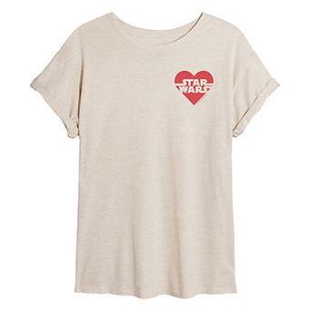 Juniors' Star Wars Heart Logo Left Chest Oversized Tee