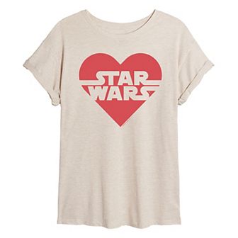 Juniors' Star Wars Heart Logo Oversized Tee