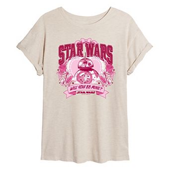 Juniors' Star Wars BB-8 Will You BB Mine? Oversized Tee