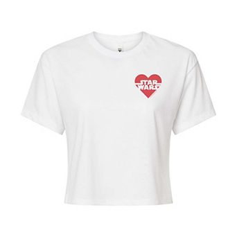 Juniors' Star Wars Heart Logo Left Chest Cropped Tee