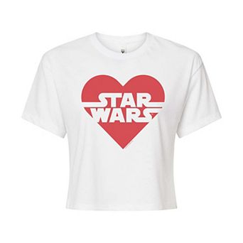 Juniors' Star Wars Heart Logo Cropped Tee