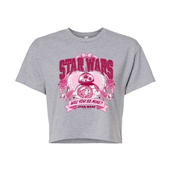 Juniors' Star Wars BB-8 Will You BB Mine? Cropped Tee