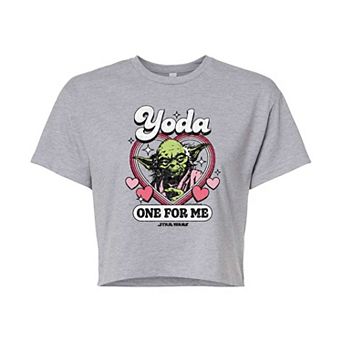 Juniors' Star Wars Yoda One For Me Cropped Tee